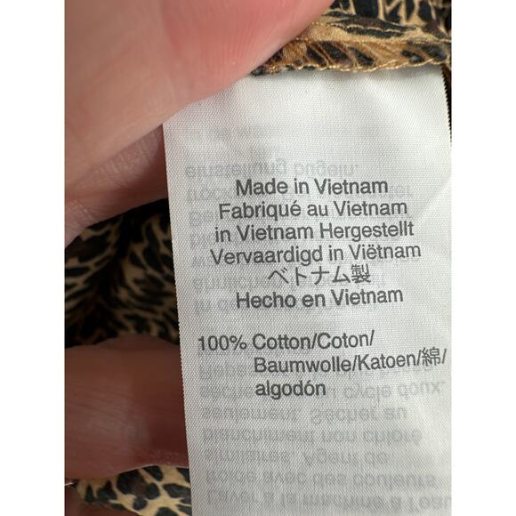 J Crew Top Womens Small Brown Animal Print Cheetah Leopard Button Shirt Cotton - Picture 4 of 7